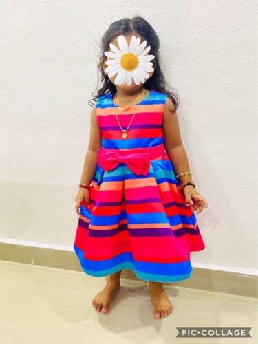 Toddler Girl Pretty Colorful Striped Sleeveless Party Dress photo review