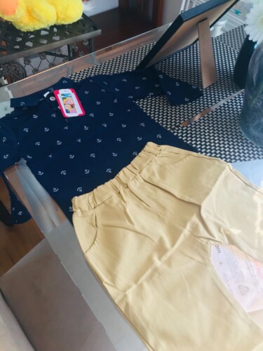 Toddler Boy Anchor Print Long-sleeve Shirt and Pants Set photo review