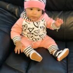 Baby Girl Heart Print Hoodie and Striped Pants Set photo review