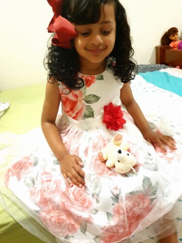 Toddler Girl Pretty Floral Decor Tulle Party Dress photo review