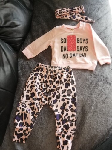 Baby Girl Letter Print Top and Leopard Pants with Headband Set photo review