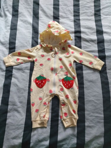 Baby Strawberry Allover Hooded Jumpsuit photo review