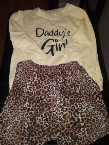 2-piece Baby / Toddler Girl Letter Solid Long-sleeve Top and Leopard Print Pants Set photo review
