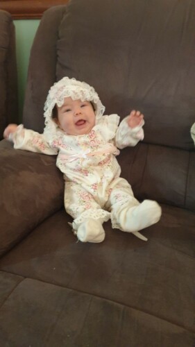 Baby Floral Print 100 Day Party Jumpsuit with Hat photo review