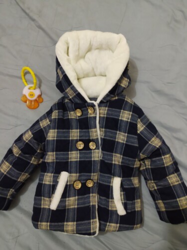 Baby / Toddler Girl Plaid Cartoon Ear Decor Long-sleeve Hooded Coat photo review