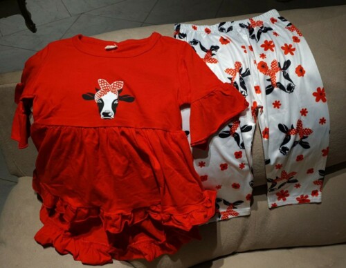 Baby / Toddler Cow Print Bell Sleeves Top and Pants Set photo review