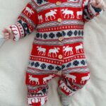 Baby Christmas Style Deer Print Stripe Design Long-sleeve Jumpsuit photo review