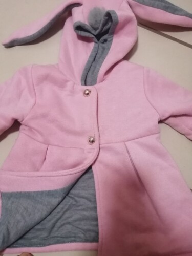 Sweet Rabbit Ears Hooded Long-sleeve Coat for Baby Girls photo review