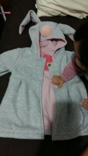 Sweet Rabbit Ears Hooded Long-sleeve Coat for Baby Girls photo review