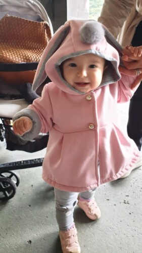 Sweet Rabbit Ears Hooded Long-sleeve Coat for Baby Girls photo review