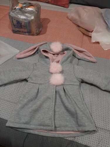 Sweet Rabbit Ears Hooded Long-sleeve Coat for Baby Girls photo review