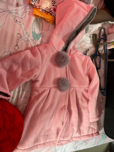 Sweet Rabbit Ears Hooded Long-sleeve Coat for Baby Girls photo review