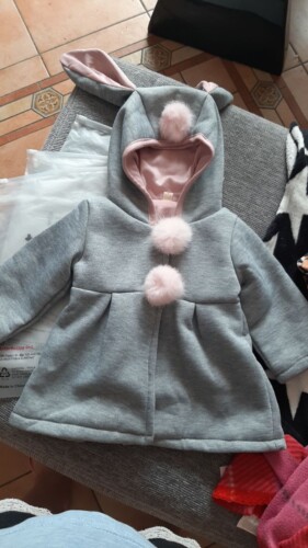 Sweet Rabbit Ears Hooded Long-sleeve Coat for Baby Girls photo review