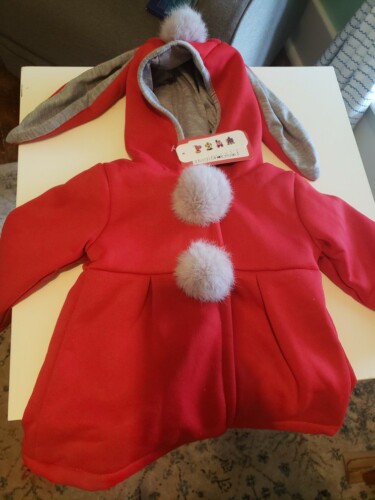 Sweet Rabbit Ears Hooded Long-sleeve Coat for Baby Girls photo review