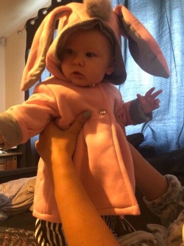 Sweet Rabbit Ears Hooded Long-sleeve Coat for Baby Girls photo review