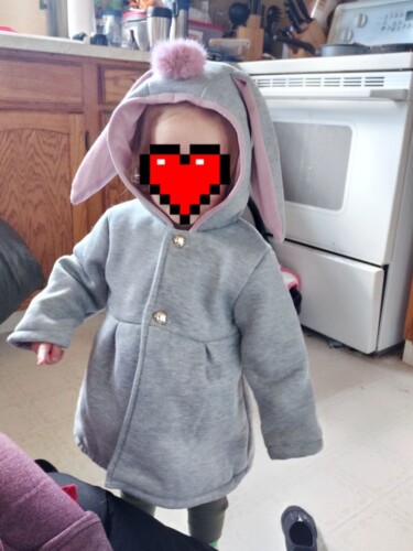 Sweet Rabbit Ears Hooded Long-sleeve Coat for Baby Girls photo review