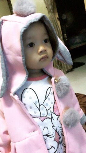 Sweet Rabbit Ears Hooded Long-sleeve Coat for Baby Girls photo review