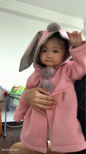 Sweet Rabbit Ears Hooded Long-sleeve Coat for Baby Girls photo review