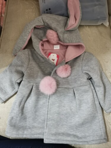 Sweet Rabbit Ears Hooded Long-sleeve Coat for Baby Girls photo review