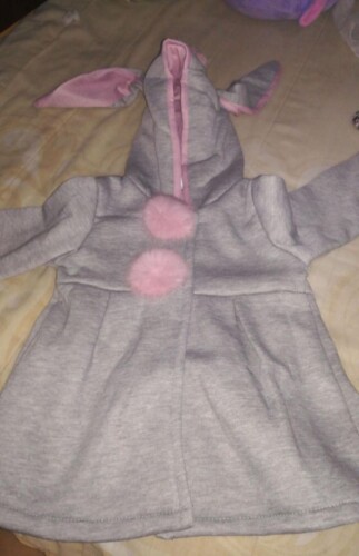 Sweet Rabbit Ears Hooded Long-sleeve Coat for Baby Girls photo review