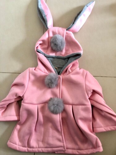 Sweet Rabbit Ears Hooded Long-sleeve Coat for Baby Girls photo review