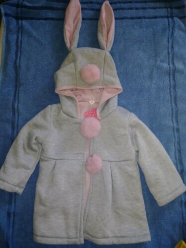 Sweet Rabbit Ears Hooded Long-sleeve Coat for Baby Girls photo review