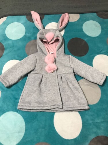 Sweet Rabbit Ears Hooded Long-sleeve Coat for Baby Girls photo review