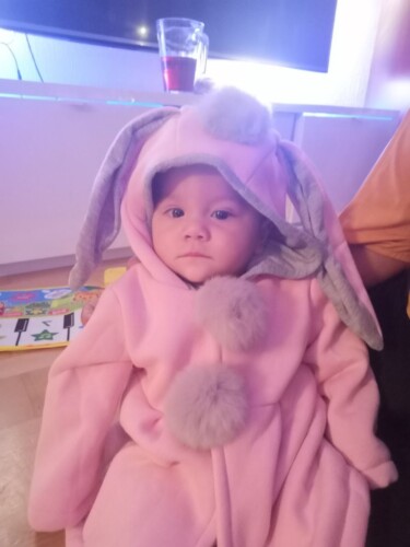 Sweet Rabbit Ears Hooded Long-sleeve Coat for Baby Girls photo review