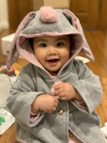 Sweet Rabbit Ears Hooded Long-sleeve Coat for Baby Girls photo review