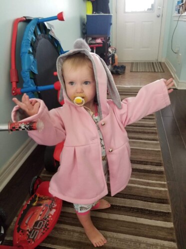 Sweet Rabbit Ears Hooded Long-sleeve Coat for Baby Girls photo review