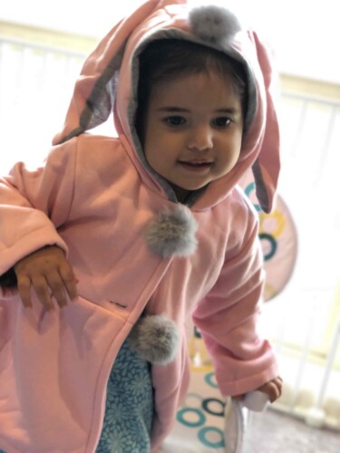 Sweet Rabbit Ears Hooded Long-sleeve Coat for Baby Girls photo review