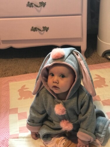 Sweet Rabbit Ears Hooded Long-sleeve Coat for Baby Girls photo review