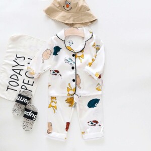 Spring and Autumn Baby Toddler Kid boy long pajamas (cat pattern)