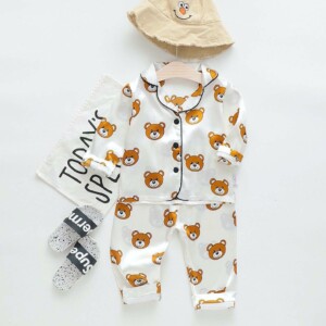 Spring and Autumn Baby Toddler Kid boy long pajamas (bear pattern)
