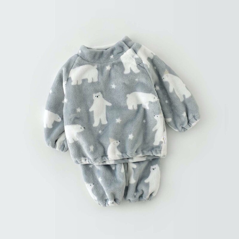 Autumn / winter Baby  boys/ girls long-sleeved plus cashmere home clothes two-piece suit