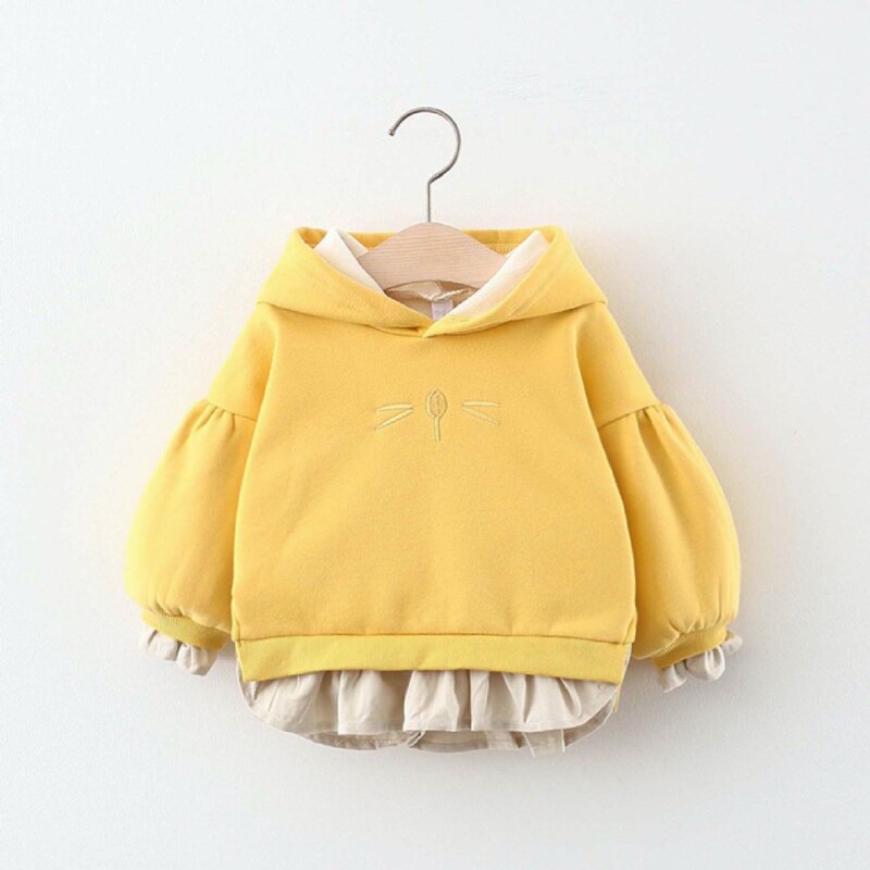Autumn winter Baby girl's composite hooded top sweater (cat style)