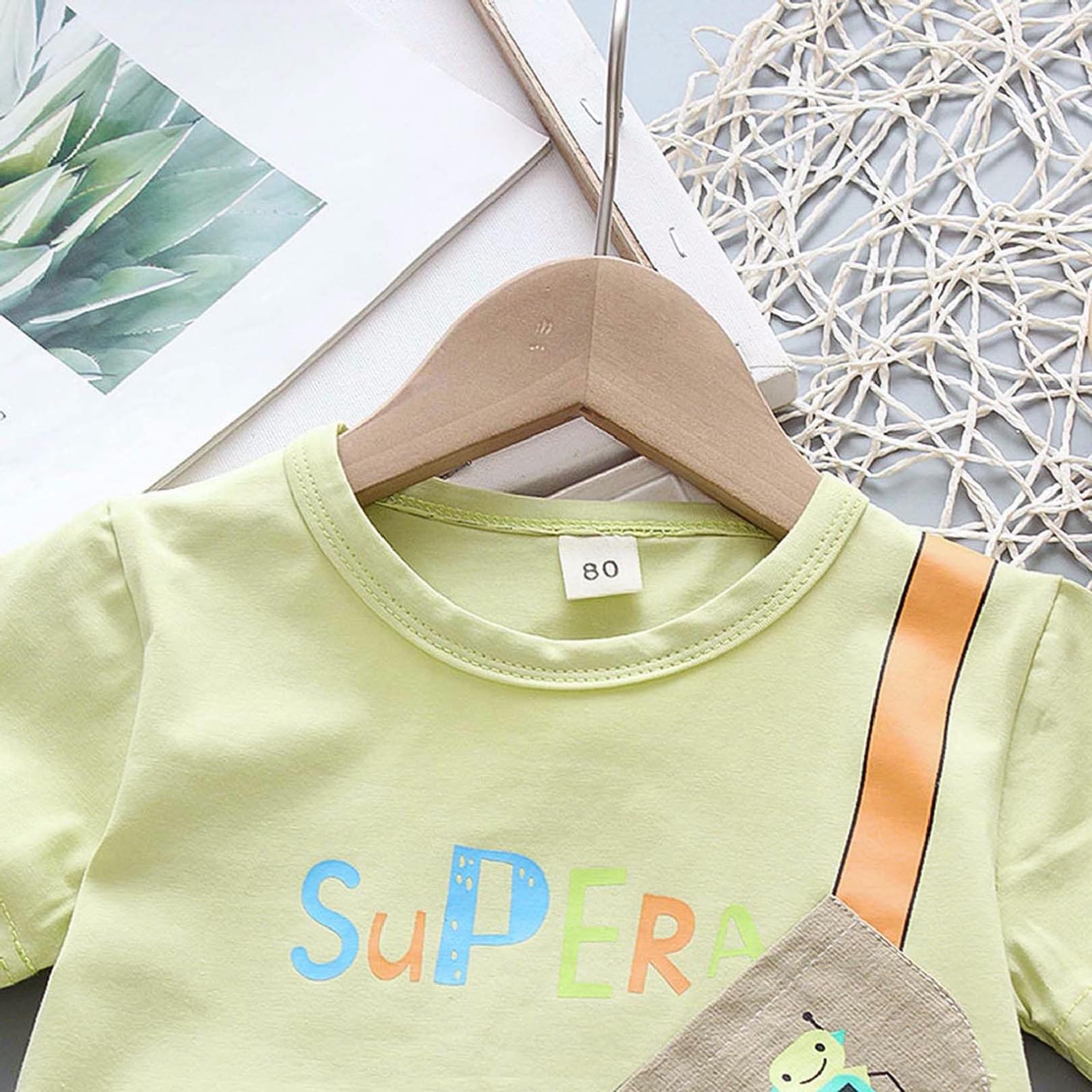 Baby Toddler boy short-sleeve T-shirt striped shorts two-piece suit (Backpack pattern) - Image 4