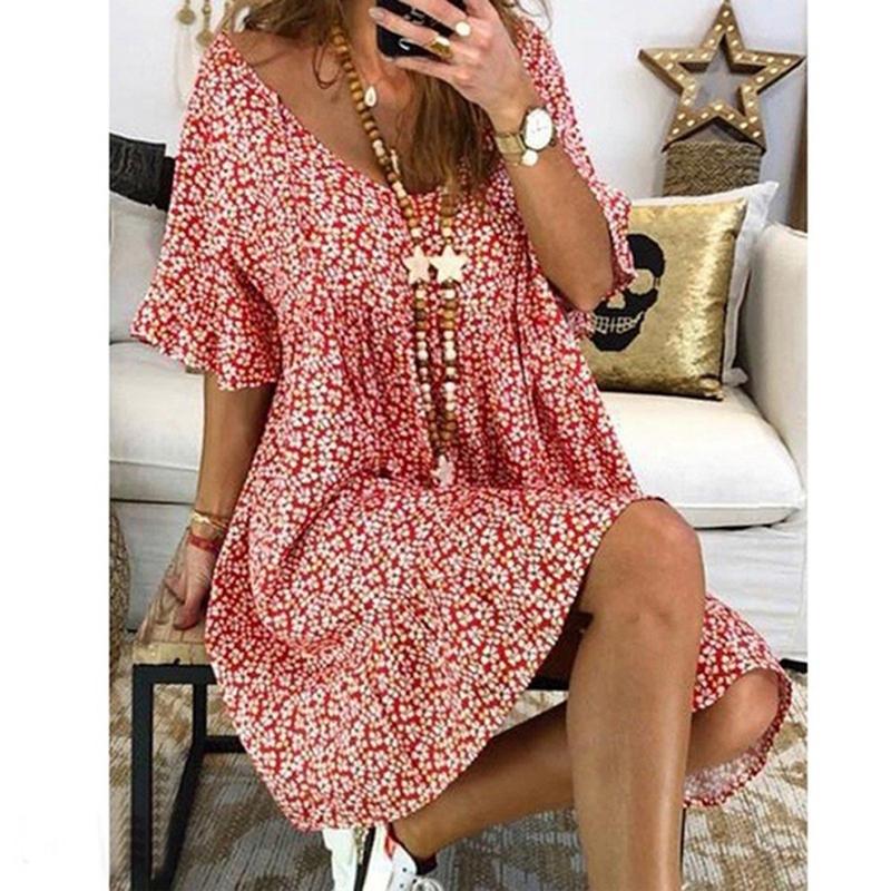 Floral Print Bell Sleeve Dress for Maternity
