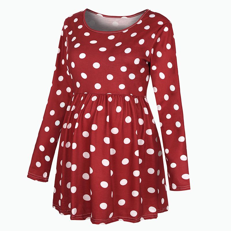 Dotted Long-sleeve Maternity Top