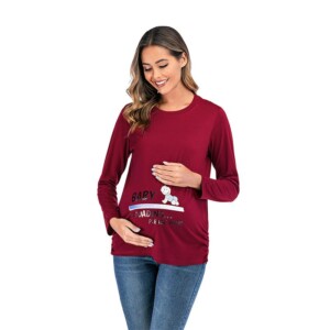 Baby Print Long-sleeve Maternity Shirt
