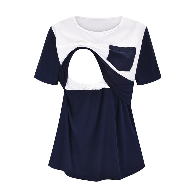 Colorblock Short-sleeve Nursing Top