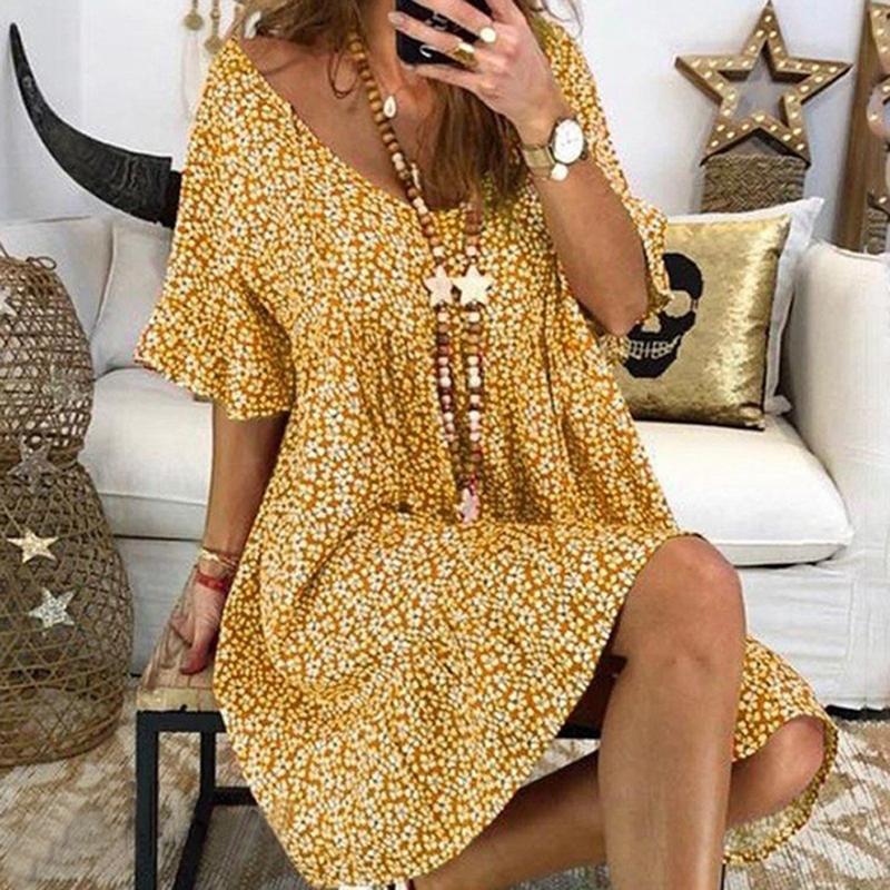 Floral Print Bell Sleeve Dress for Maternity