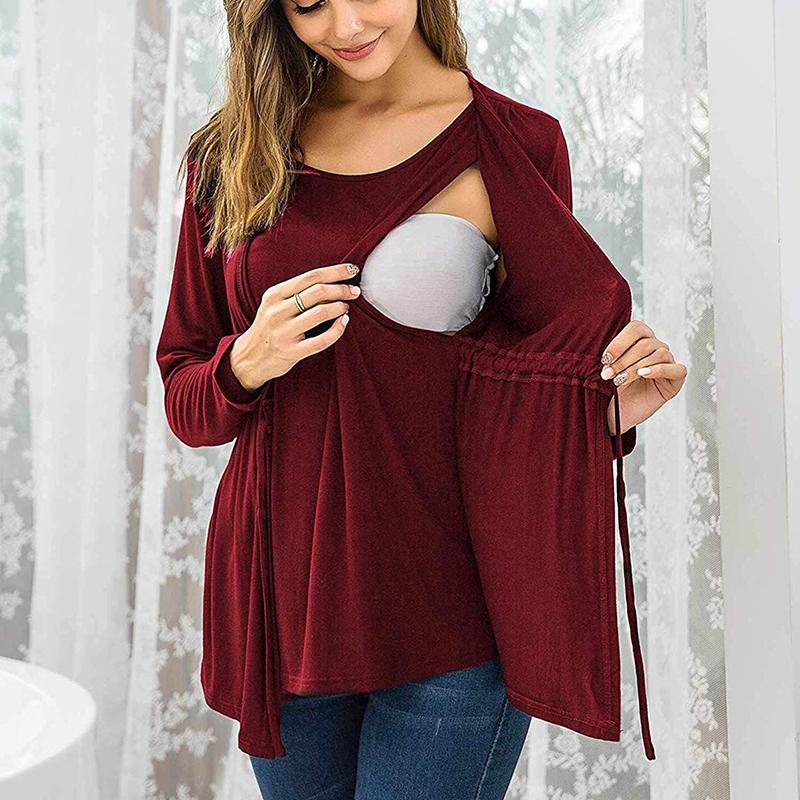 Faux-two Long-sleeve Maternity Top