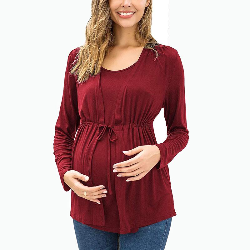 Faux-two Long-sleeve Maternity Top