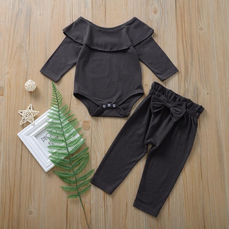 2-piece Solid Bodysuit &amp; Pants for Baby Baby Girl
