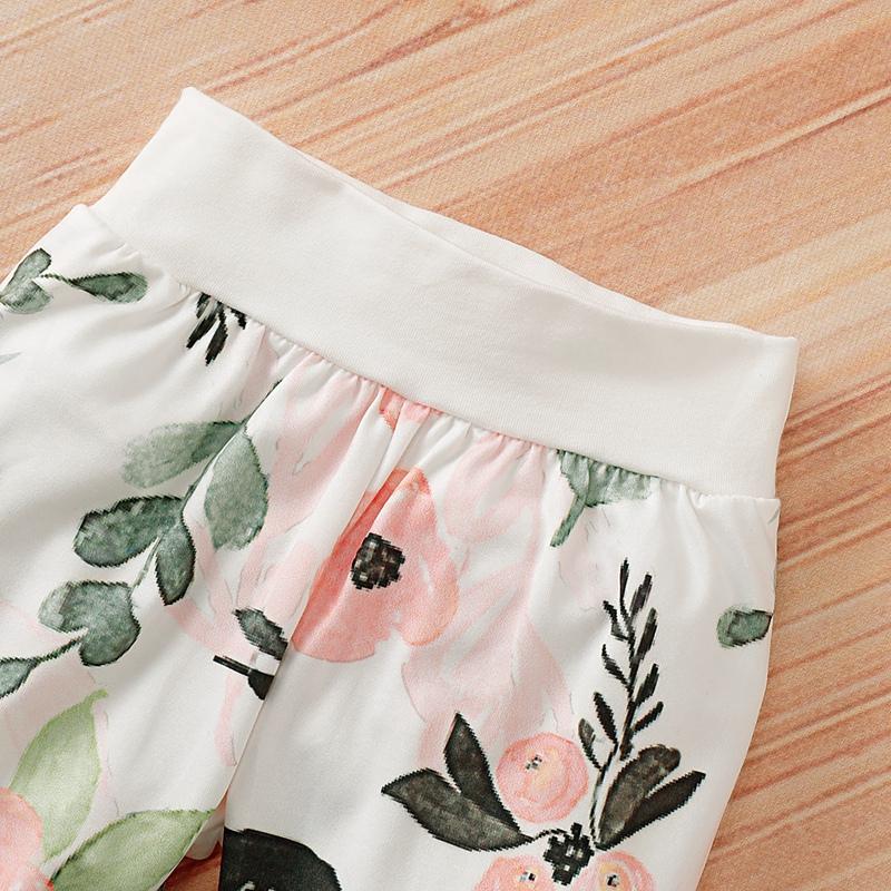 2-piece Floral Printed Hoodie &amp; Pants for Baby Girl