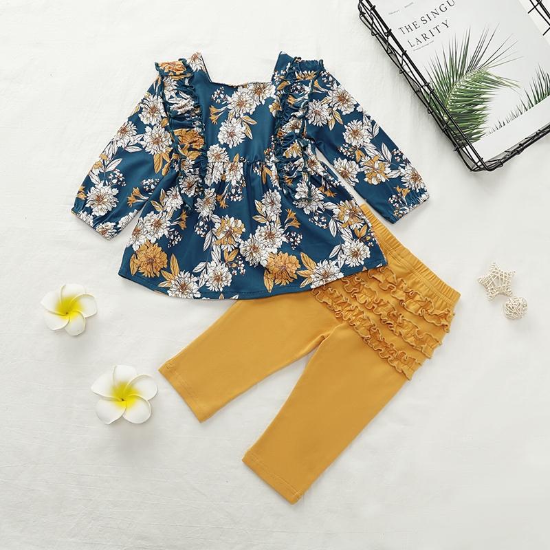 2-piece Floral Printed Dress &amp; Pants for Toddler Girl