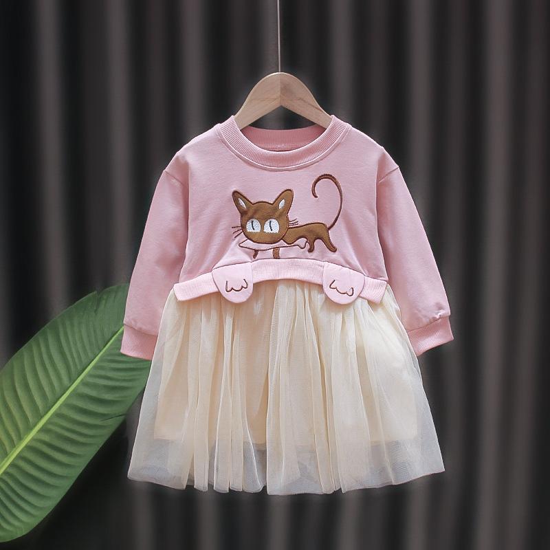 Cat Pattern Dress for Toddler Girl