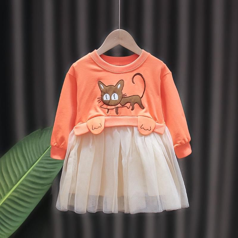 Cat Pattern Dress for Toddler Girl