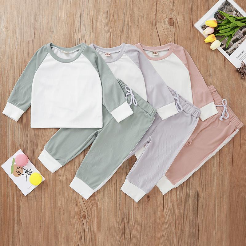 2-piece Color-block Tops &amp; Pants for Baby Girl
